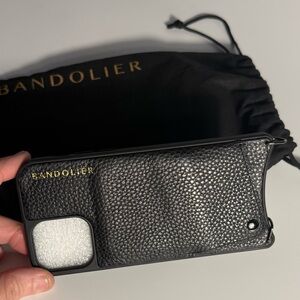 Bandolier phone case iPhone 12 Pro or iPhone 12 black leather card holder